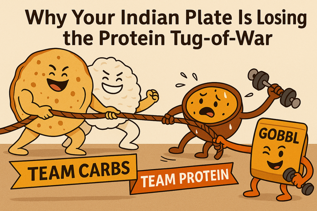 Indian diet protein problems chart showing carb-heavy meals rice chapati versus protein solutions dal paneer tofu amino acid combinations
