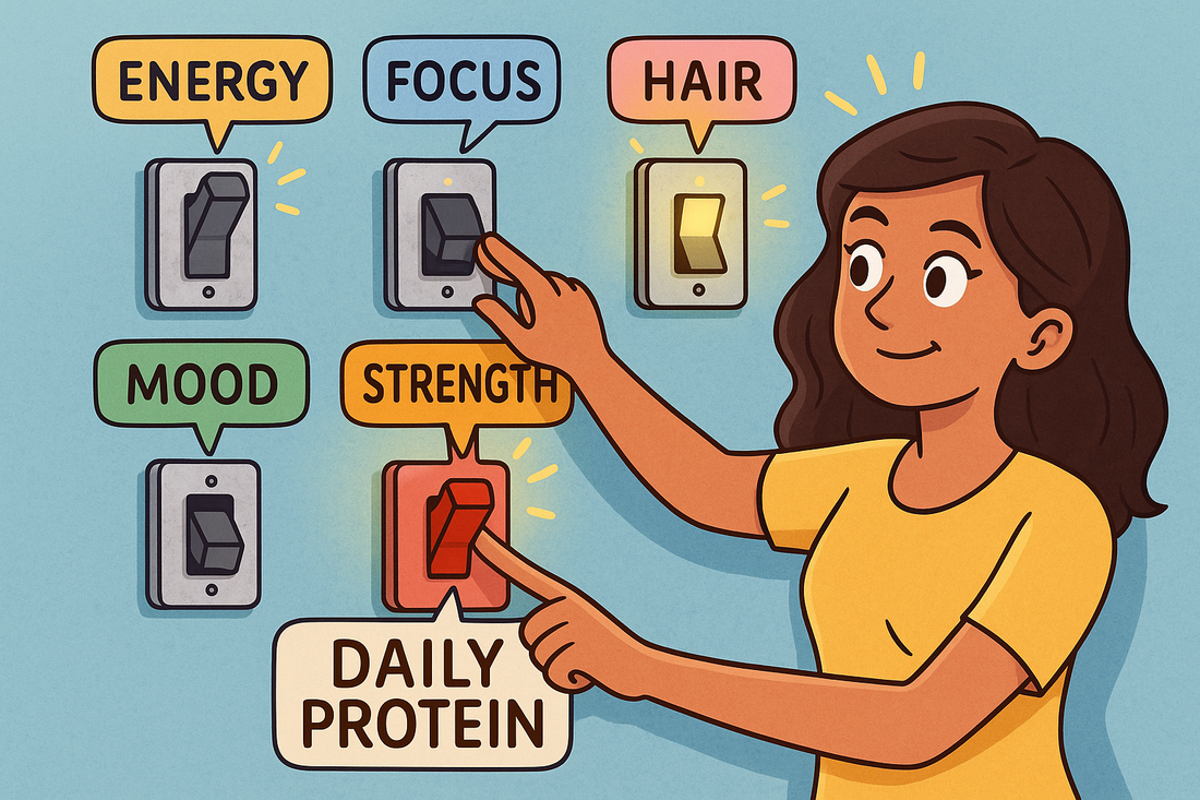 Indian women protein deficiency chart showing 70% women lacking adequate protein despite balanced diets energy hair health hormonal balance