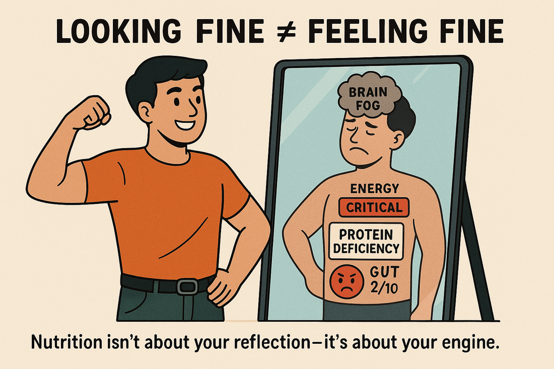 Normal weight health myth TOFI thin outside fat inside showing skinny but weak nutrient deficient versus functional health energy