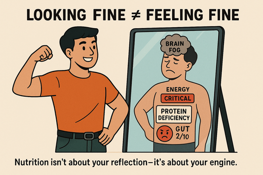 Normal weight health myth TOFI thin outside fat inside showing skinny but weak nutrient deficient versus functional health energy