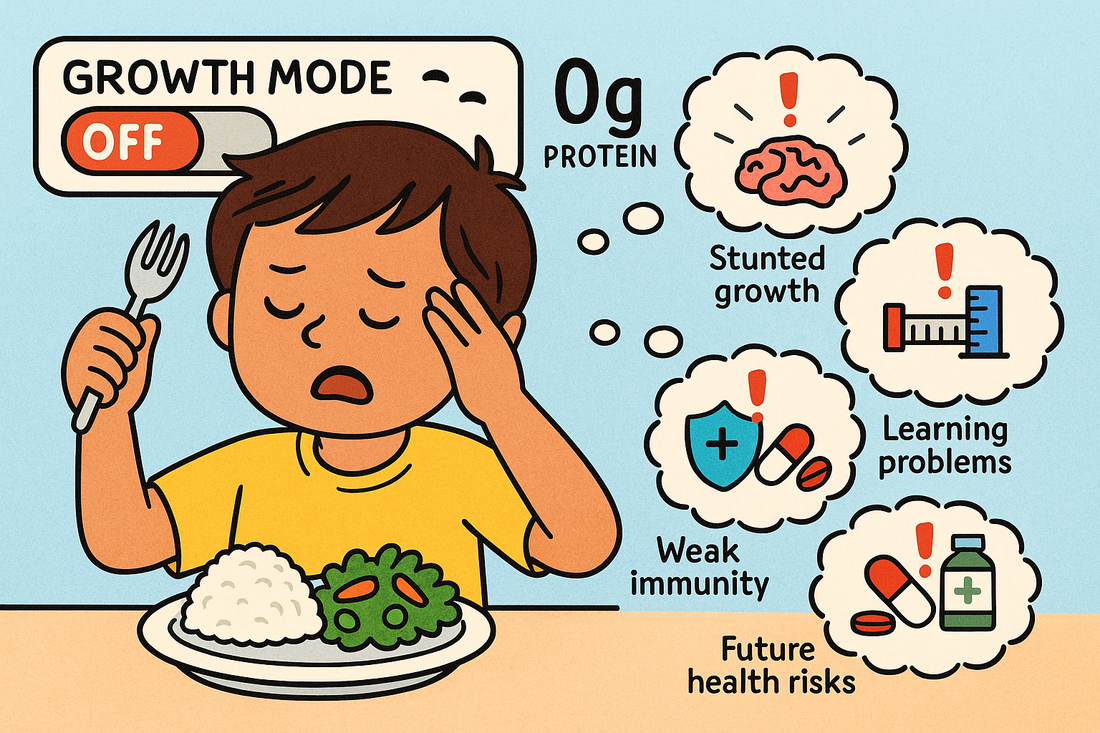 Kids need more protein than adults myth showing children higher protein per kg growth development UNICEF research versus stunted growth deficiency